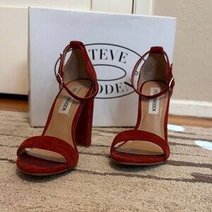 Steve Madden Rust Suede Ankle-Strap Block Heels